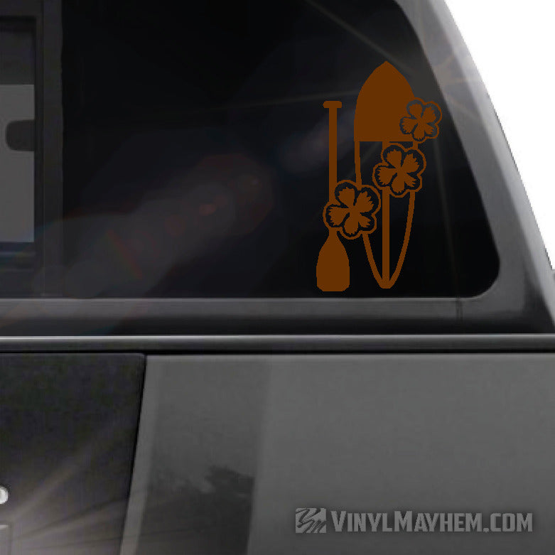 Stand up paddleboard with hibiscus flowers vinyl sticker