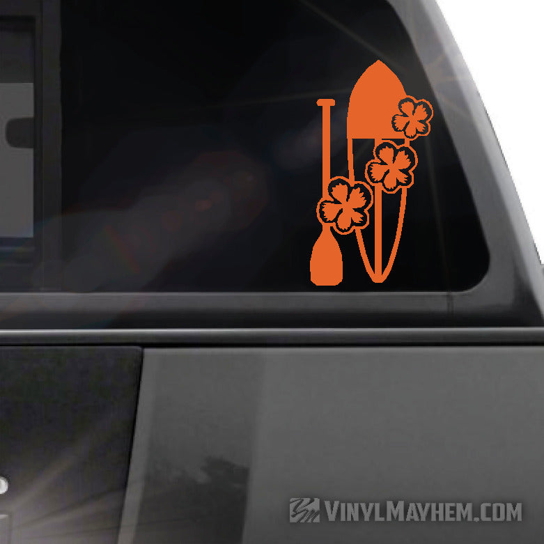Stand up paddleboard with hibiscus flowers vinyl sticker