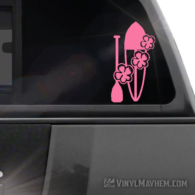 Stand up paddleboard with hibiscus flowers vinyl sticker