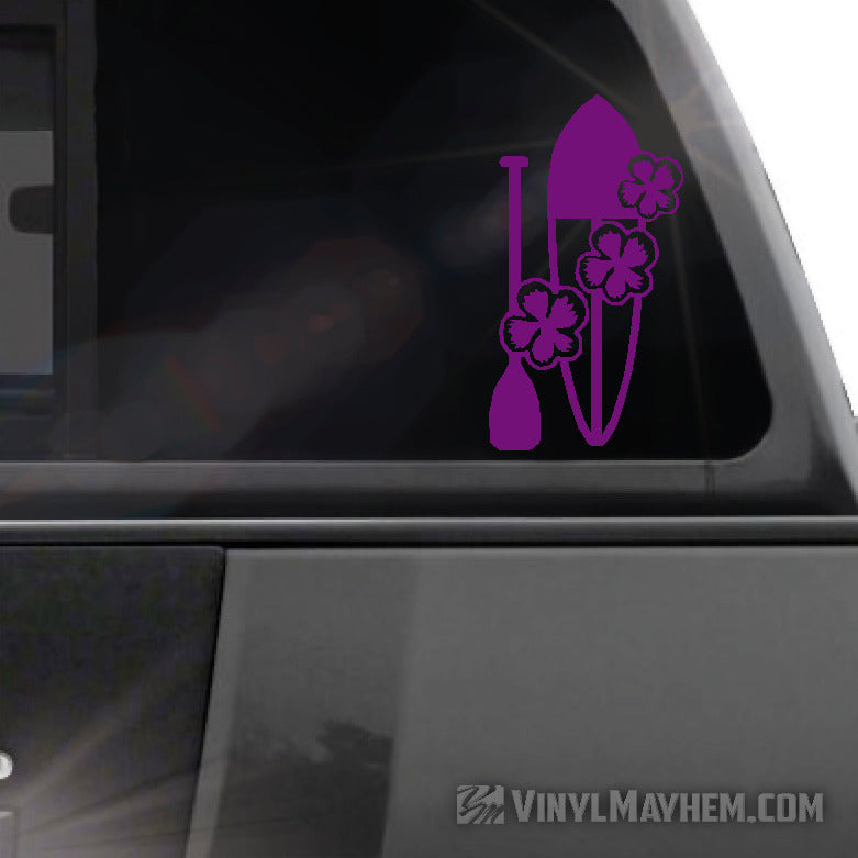 Stand up paddleboard with hibiscus flowers vinyl sticker