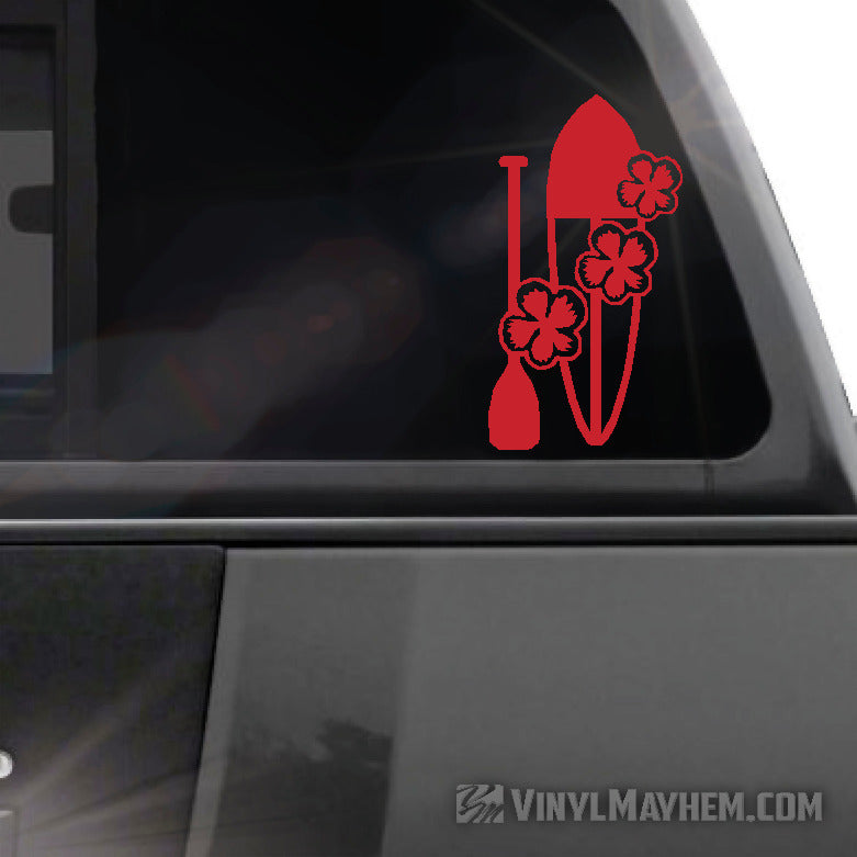 Stand up paddleboard with hibiscus flowers vinyl sticker