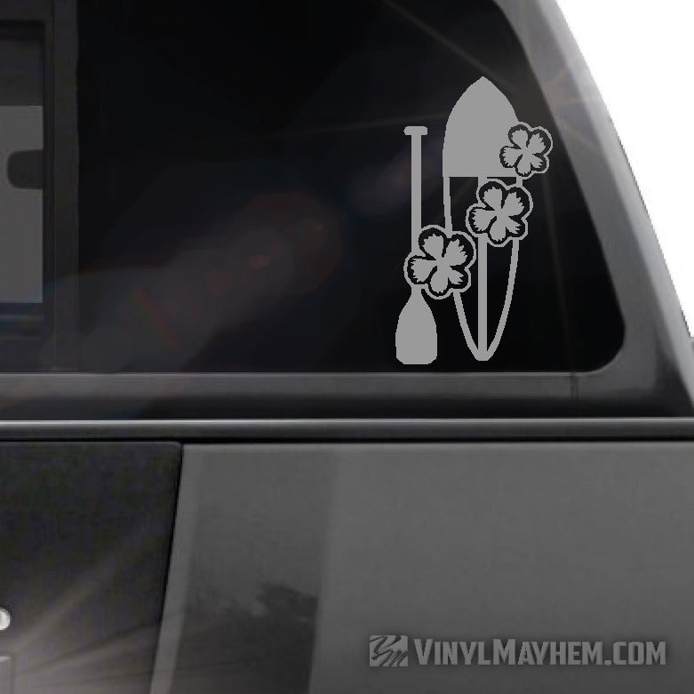 Stand up paddleboard with hibiscus flowers vinyl sticker