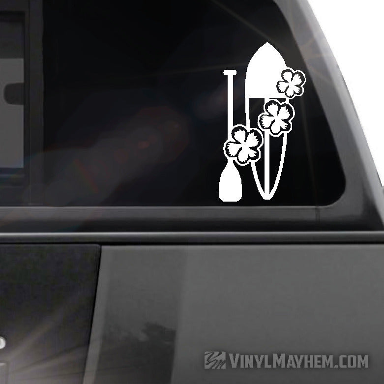 Stand up paddleboard with hibiscus flowers vinyl sticker
