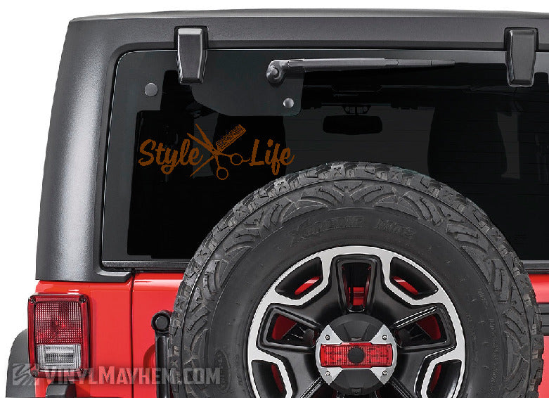 Style Life scissors and comb hair stylist vinyl sticker