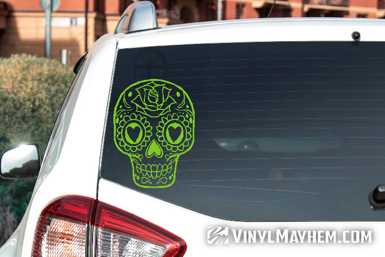 Sugar Skull with rose and hearts vinyl sticker