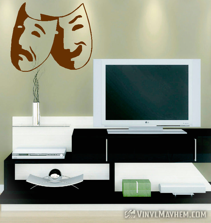 Theater masks comedy and tragedy vinyl sticker