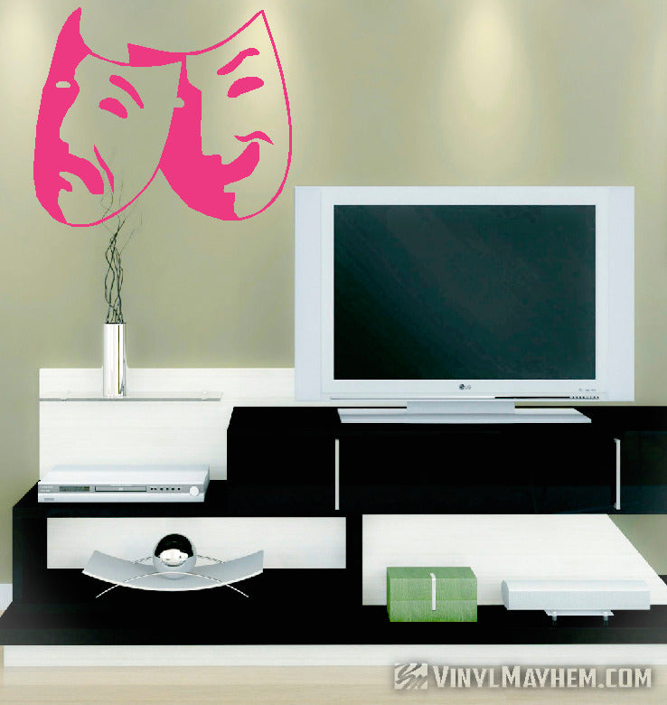 Theater masks comedy and tragedy vinyl sticker