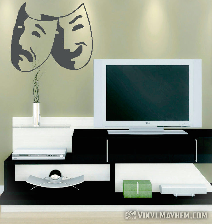 Theater masks comedy and tragedy vinyl sticker