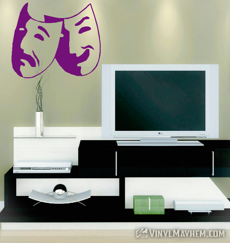 Theater masks comedy and tragedy vinyl sticker