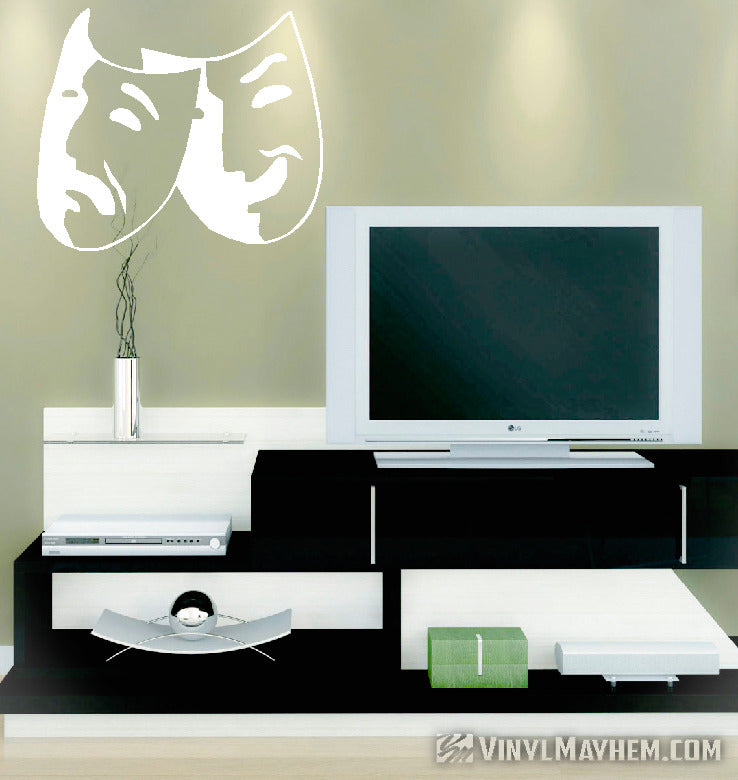 Theater masks comedy and tragedy vinyl sticker