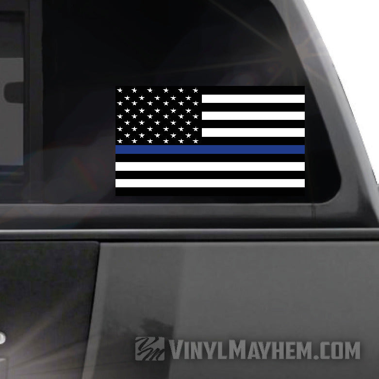 American flag Thin Blue Line black and white sticker