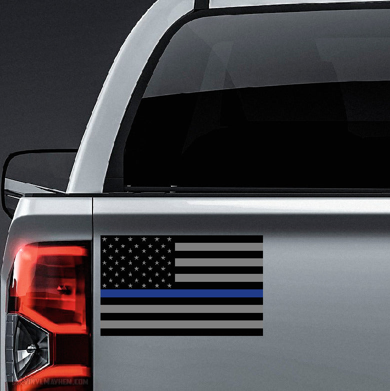 Thin Blue Line subdued American flag sticker