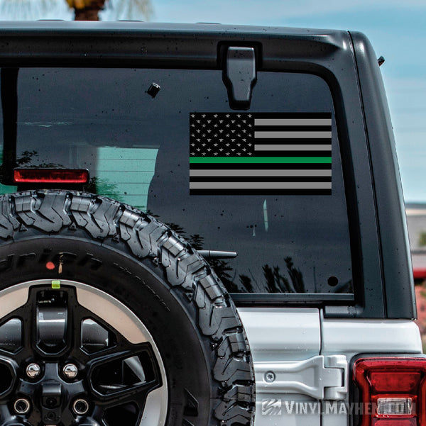 Thin Green Line subdued American flag support military sticker decal ...