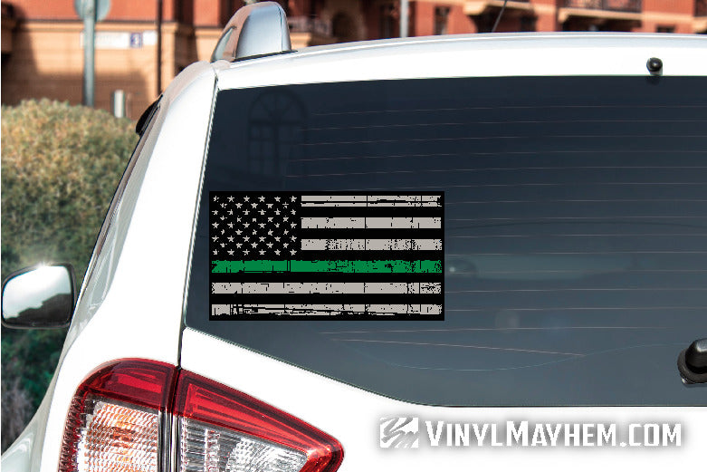 Thin Green Line distressed American flag sticker