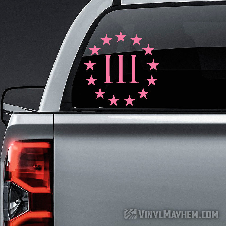 Three Percent stars in circle vinyl sticker