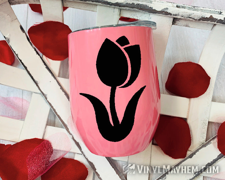 Tulip flower silhouette curved vinyl sticker