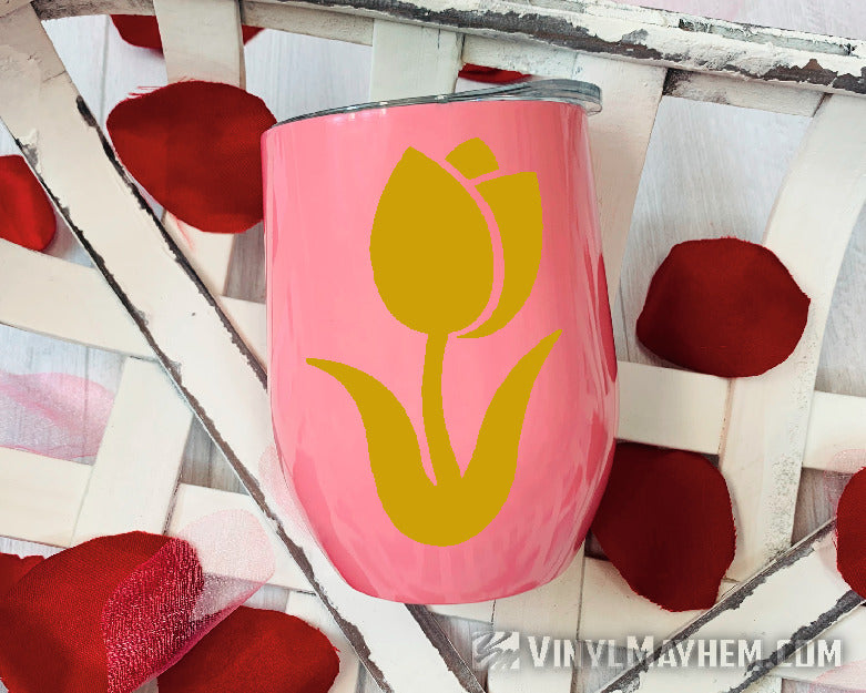 Tulip flower silhouette curved vinyl sticker