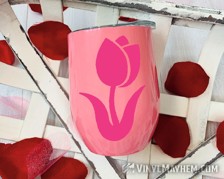 Tulip flower silhouette curved vinyl sticker