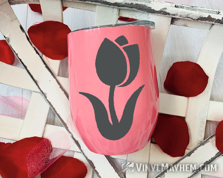 Tulip flower silhouette curved vinyl sticker