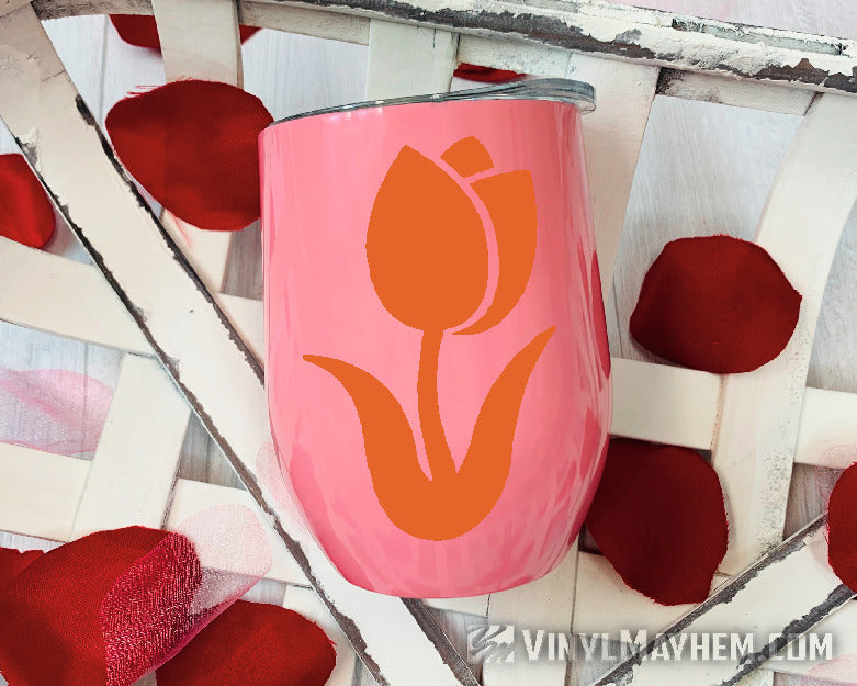 Tulip flower silhouette curved vinyl sticker