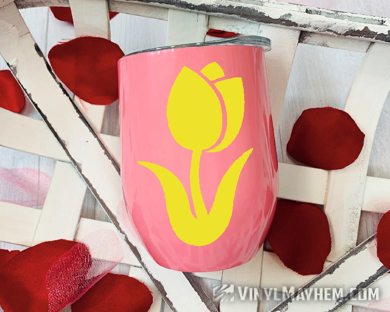 Tulip flower silhouette curved vinyl sticker