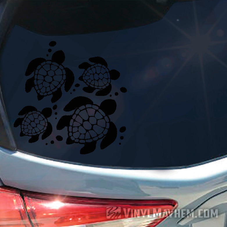 Turtle family with bubbles vinyl sticker
