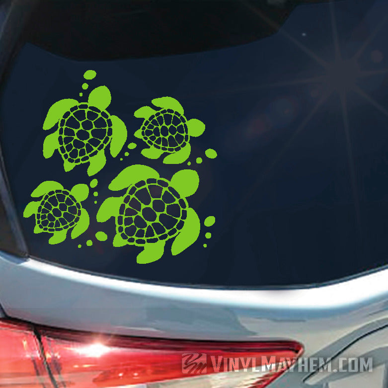 Turtle family with bubbles vinyl sticker