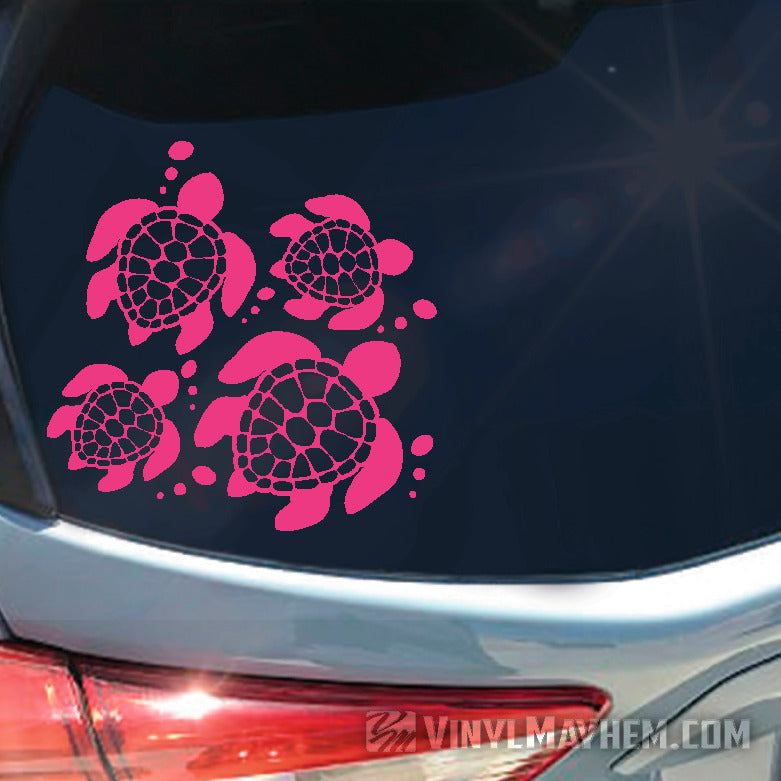 Turtle family with bubbles vinyl sticker