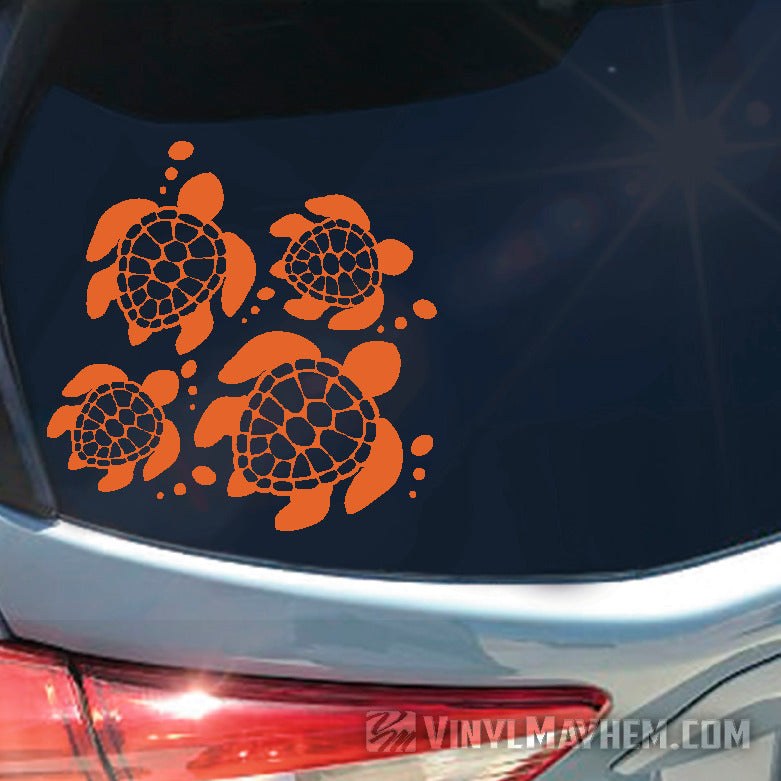 Turtle family with bubbles vinyl sticker