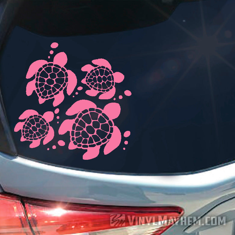 Turtle family with bubbles vinyl sticker