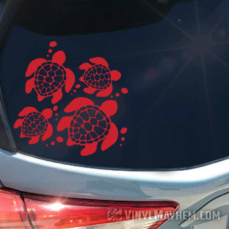 Turtle family with bubbles vinyl sticker