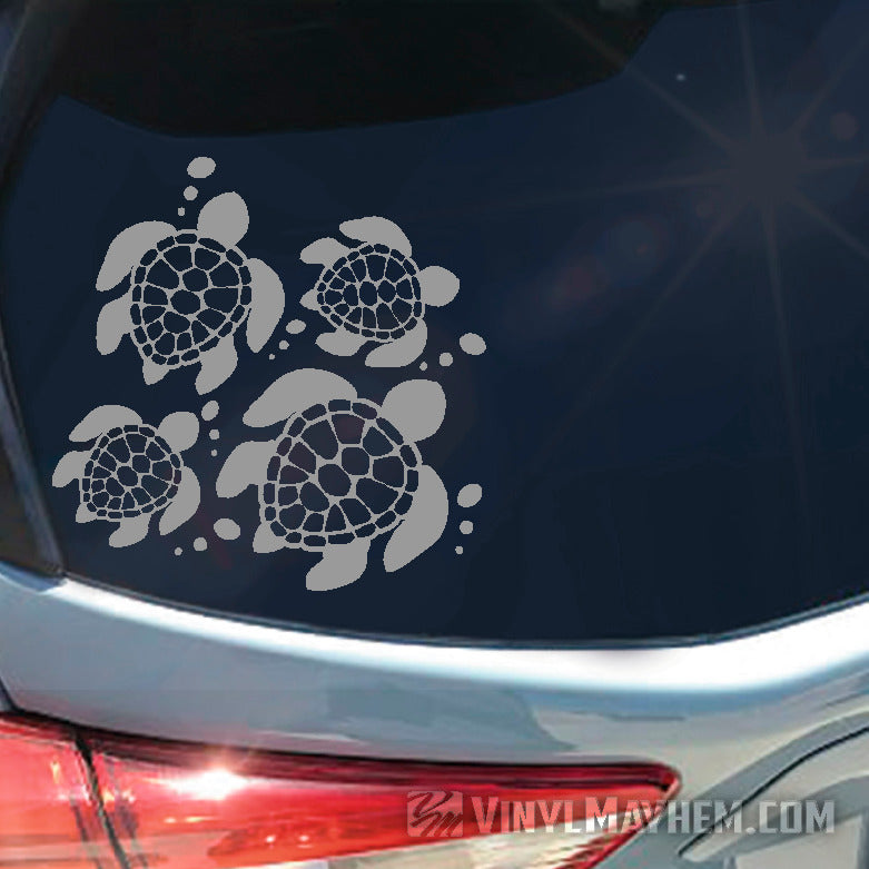Turtle family with bubbles vinyl sticker