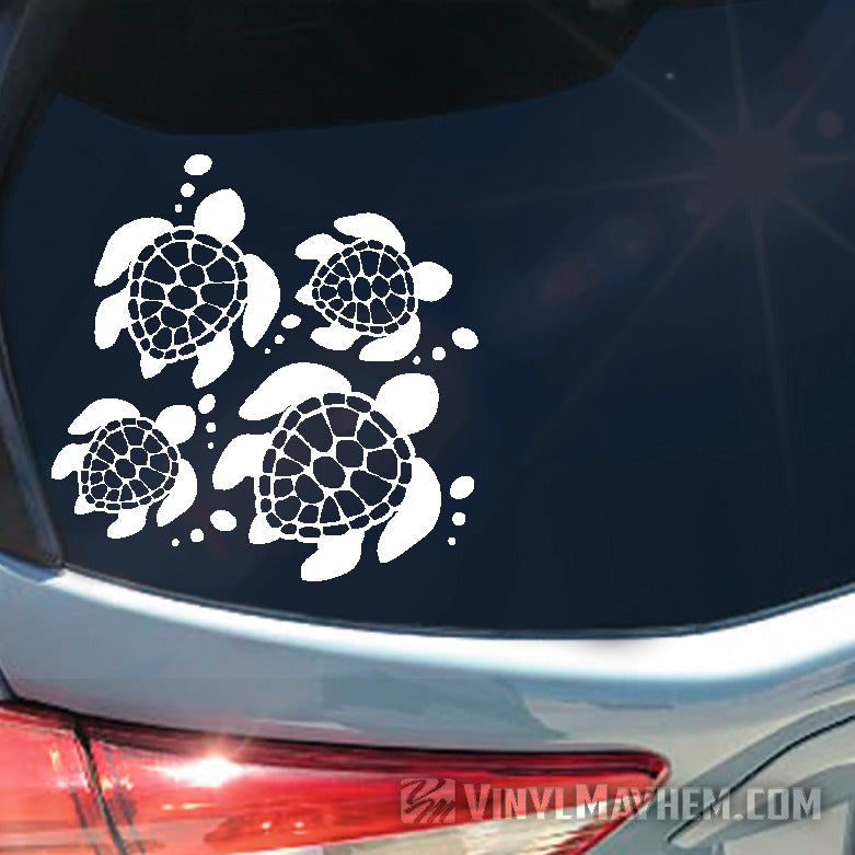 Turtle family with bubbles vinyl sticker