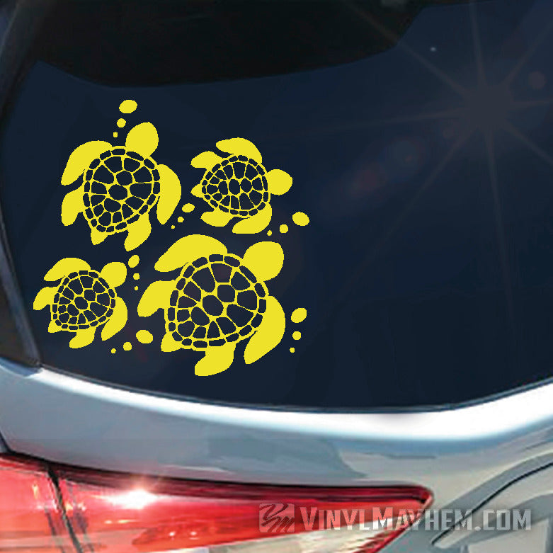 Turtle family with bubbles vinyl sticker