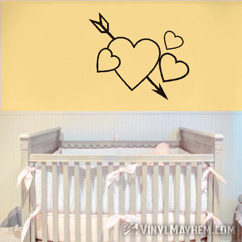 Hearts with arrow vinyl sticker