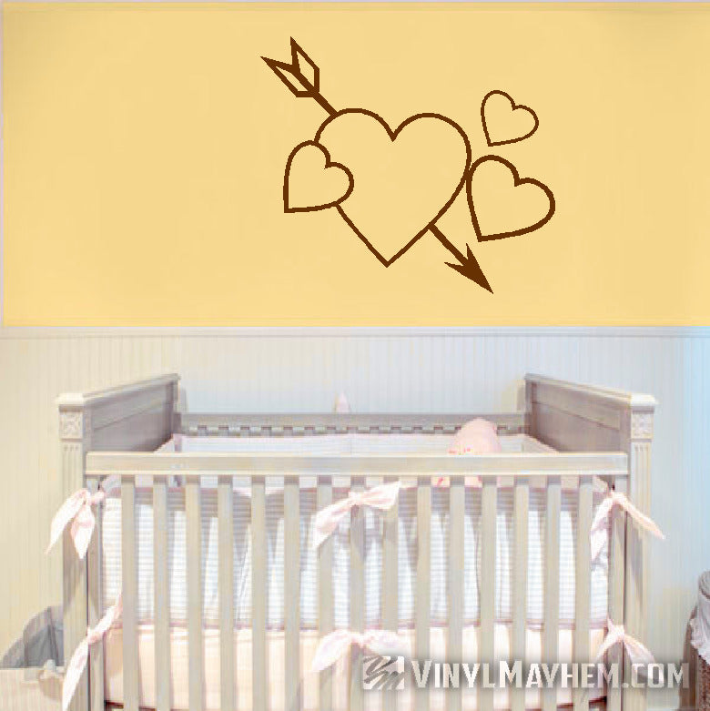 Hearts with arrow vinyl sticker