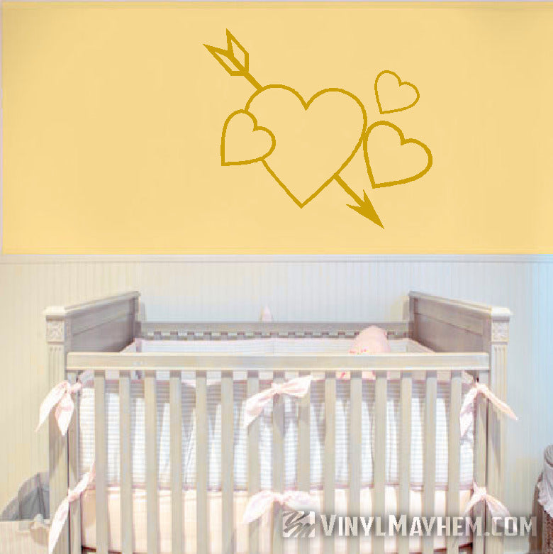 Hearts with arrow vinyl sticker