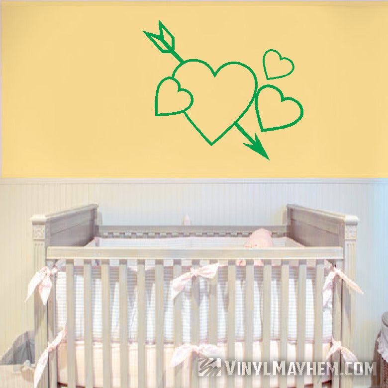 Hearts with arrow vinyl sticker