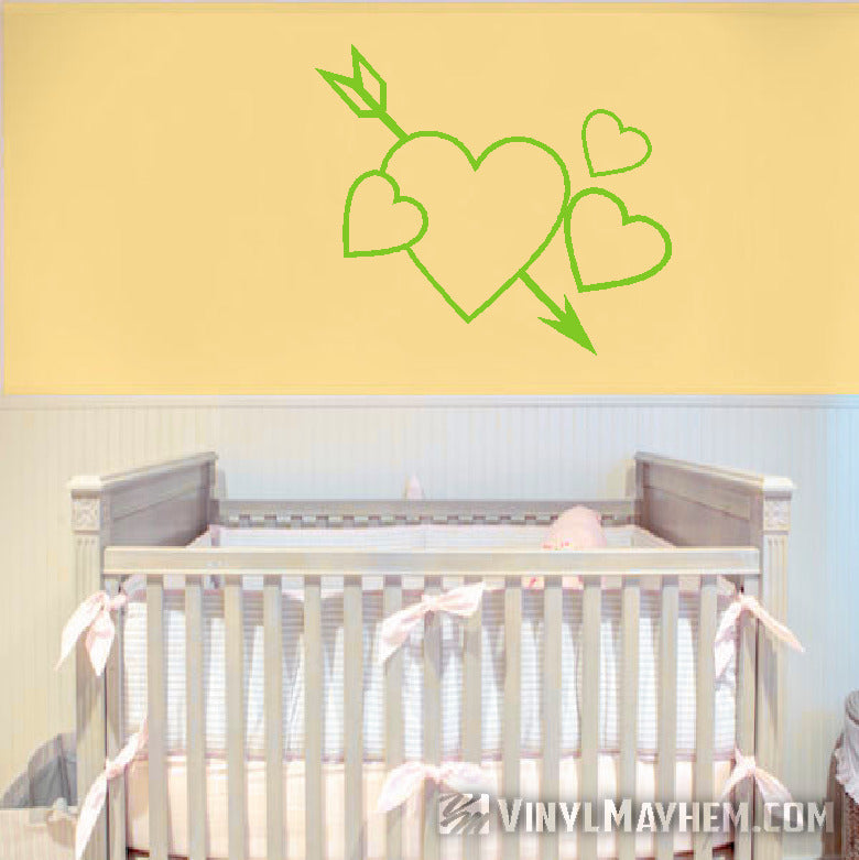 Hearts with arrow vinyl sticker