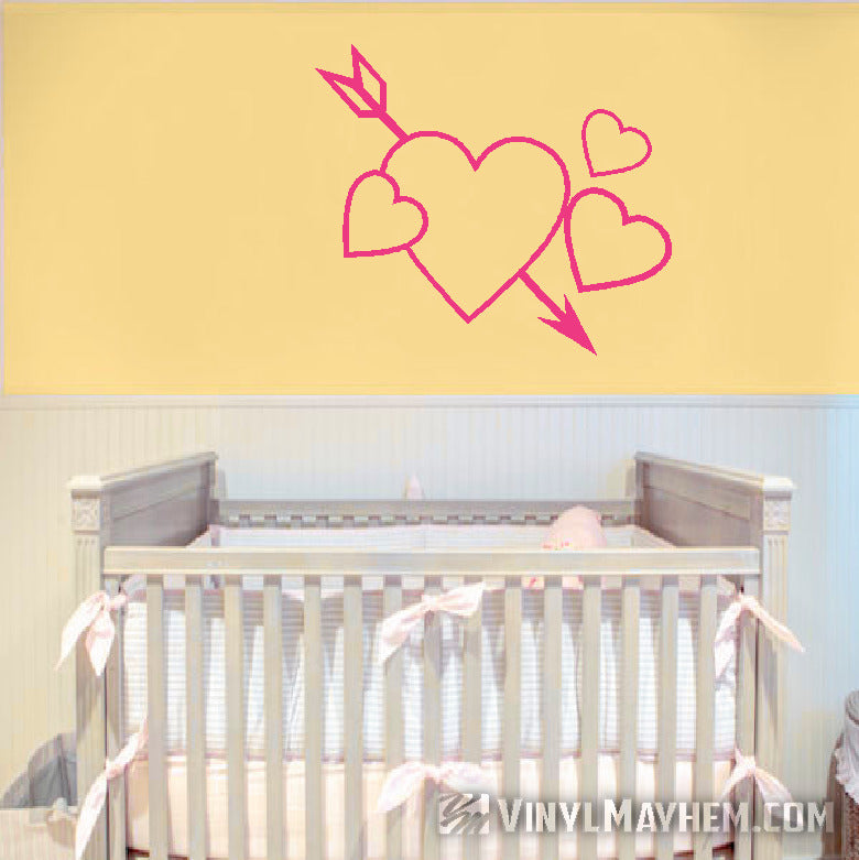 Hearts with arrow vinyl sticker