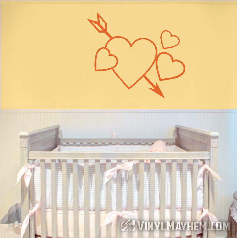 Hearts with arrow vinyl sticker