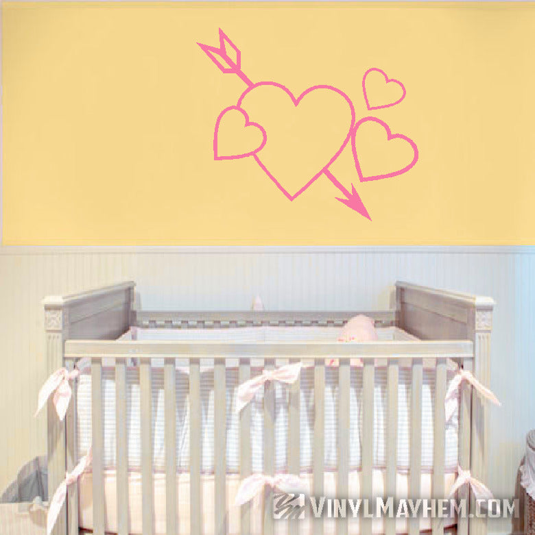Hearts with arrow vinyl sticker