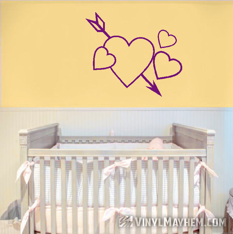 Hearts with arrow vinyl sticker