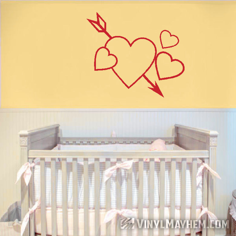 Hearts with arrow vinyl sticker