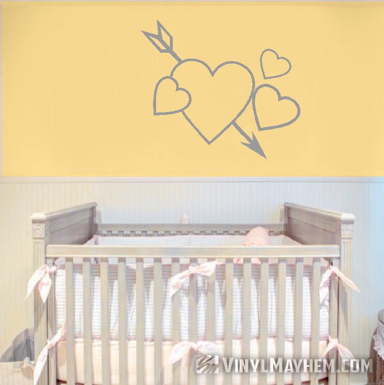 Hearts with arrow vinyl sticker
