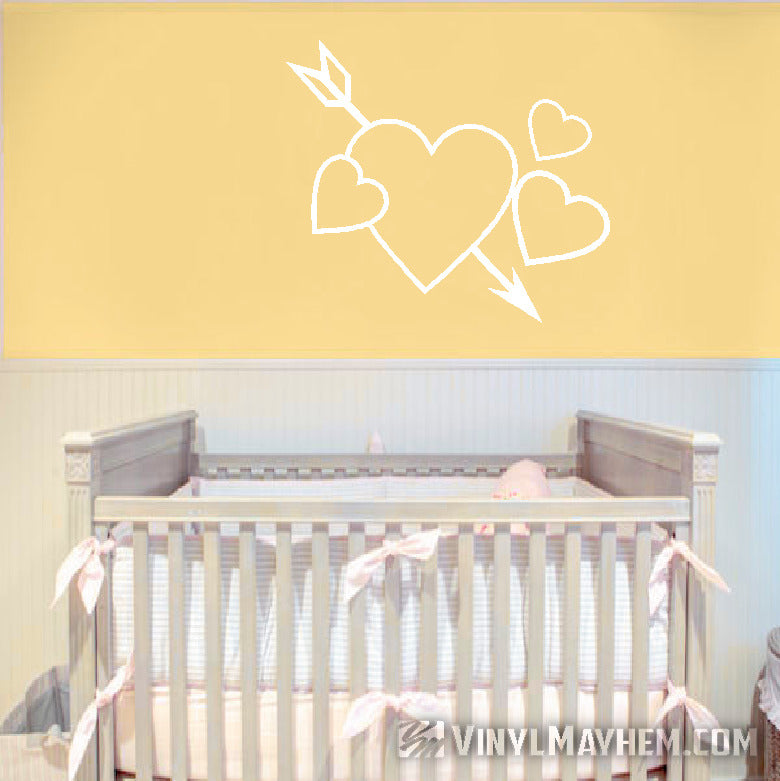Hearts with arrow vinyl sticker