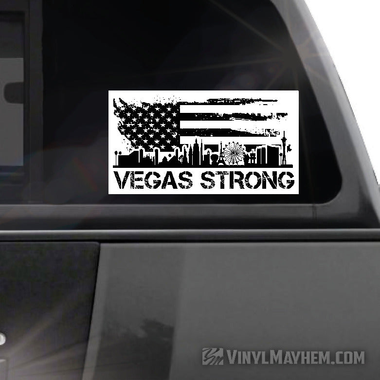 Vegas Strong with Strip and distressed American Flag sticker