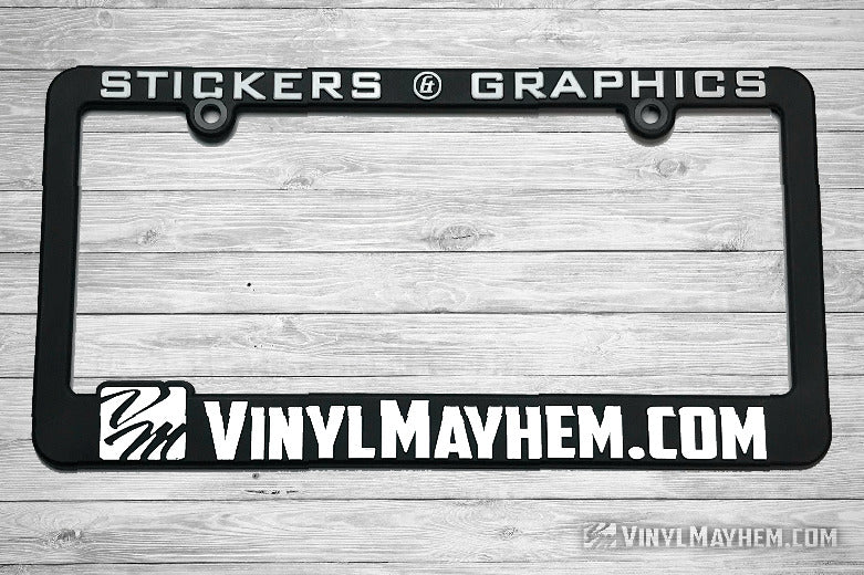 Vinyl Mayhem license plate frame