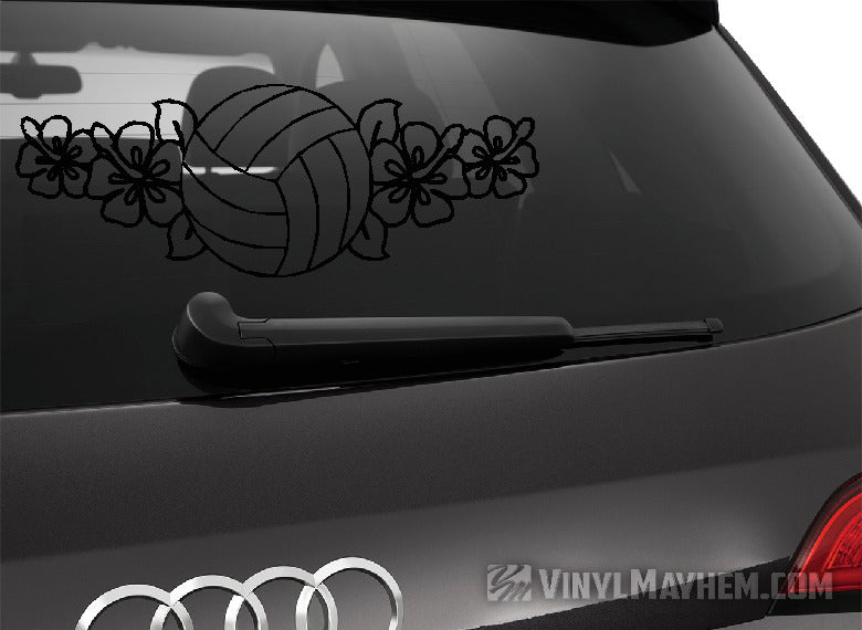 Volleyball hibiscus flowers vinyl sticker