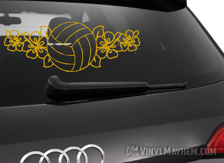 Volleyball hibiscus flowers vinyl sticker